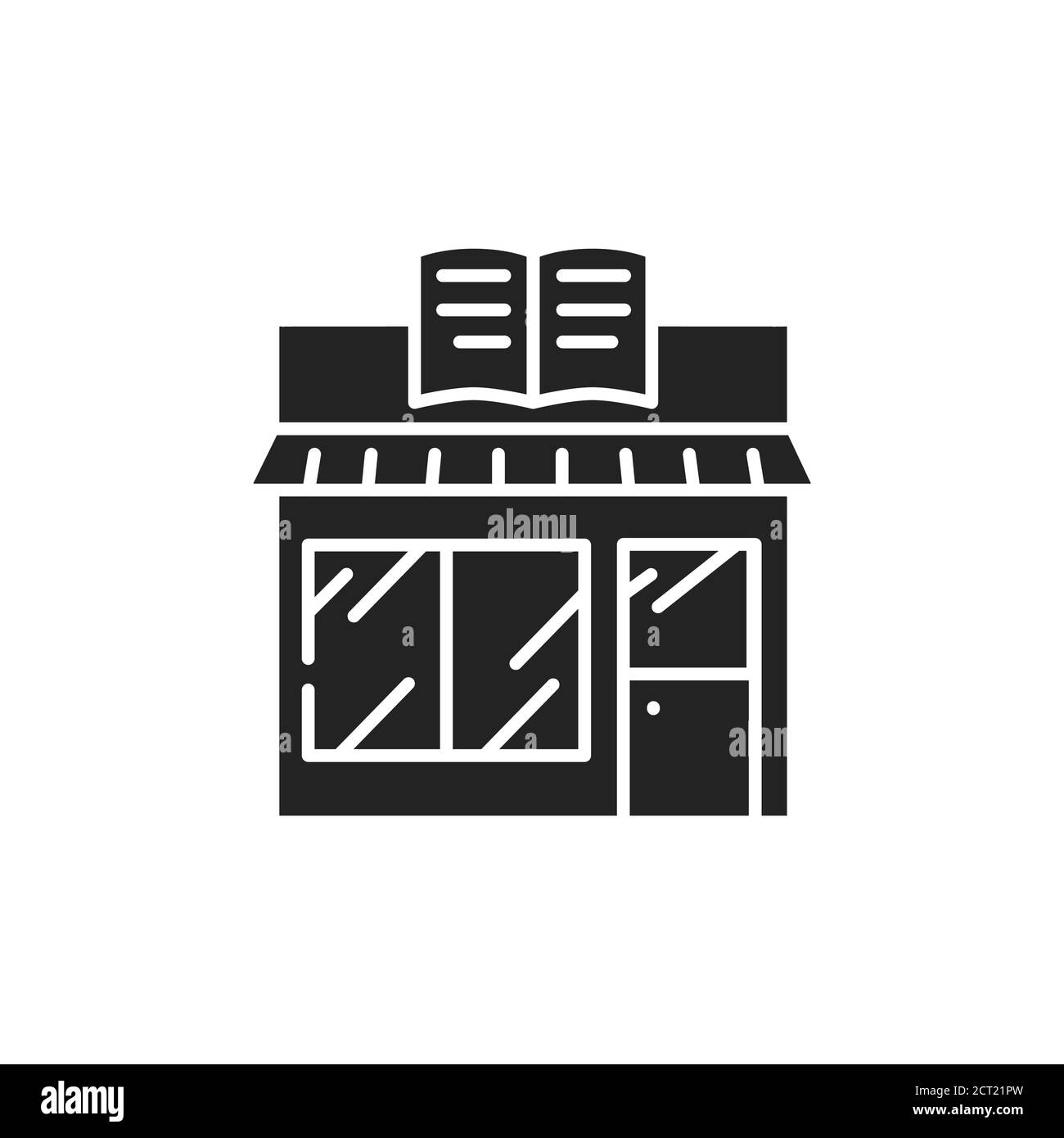 Icône de glyphe noir de la librairie. Un magasin qui vend des livres, et où les gens peuvent les acheter. Pictogramme pour page Web, application mobile, Promo. INTERFACE UTILISATEUR GRAPHIQUE UTILISATEUR UX Illustration de Vecteur