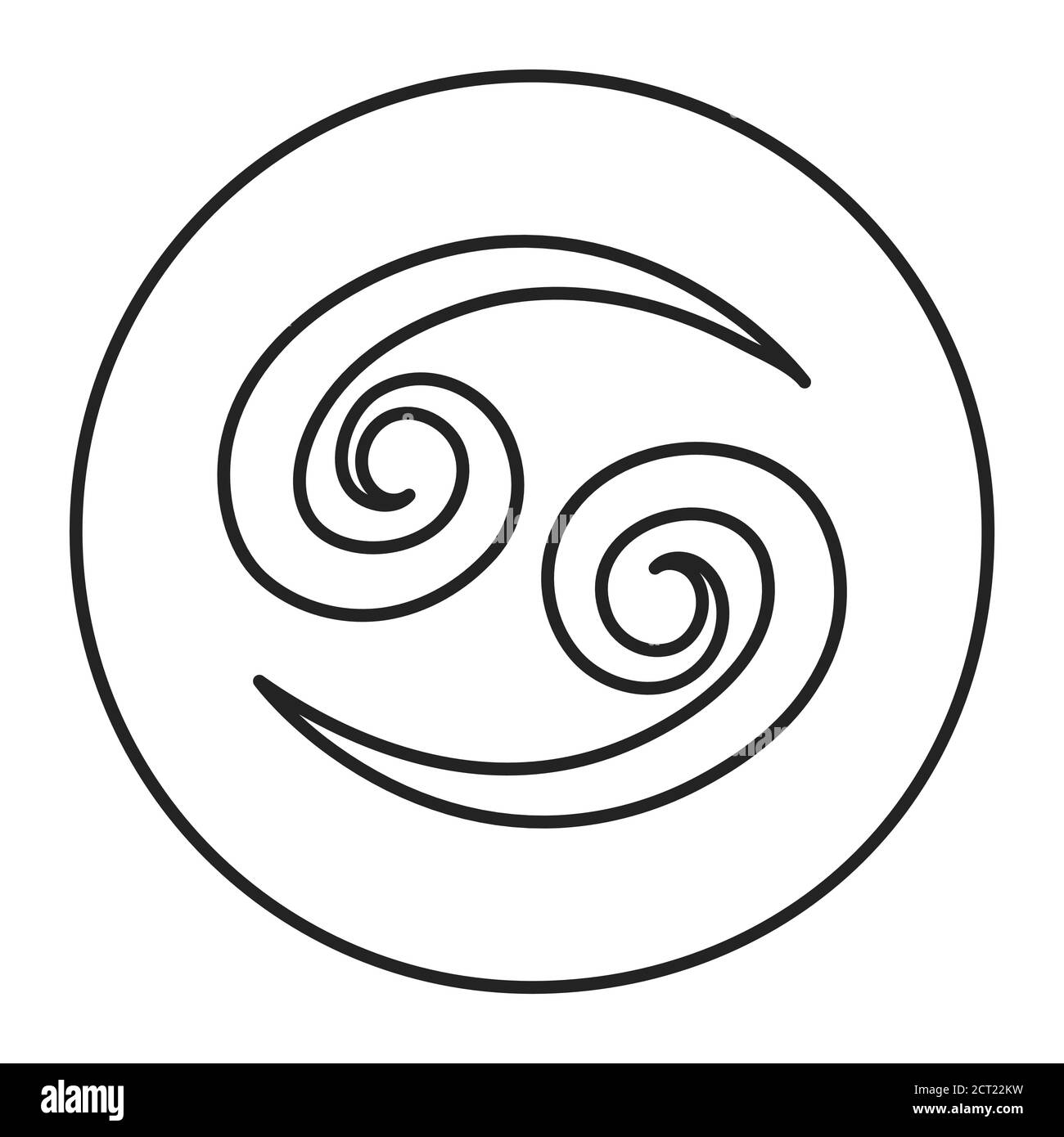 Icône de la ligne noire cancer. Signe du zodiaque. Astrologie et horoscope. Prédictions et caractère humain. Eau de l'élément. La Lune du souverain. Élément de conception UI UX GUI Illustration de Vecteur