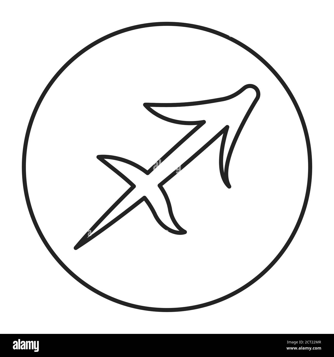 Icône de ligne noire Sagittaire. Signe du zodiaque. Astrologie et horoscope. Prédictions et caractère humain. Incendie d'élément. Règle Jupiter. Contour modifiable Illustration de Vecteur
