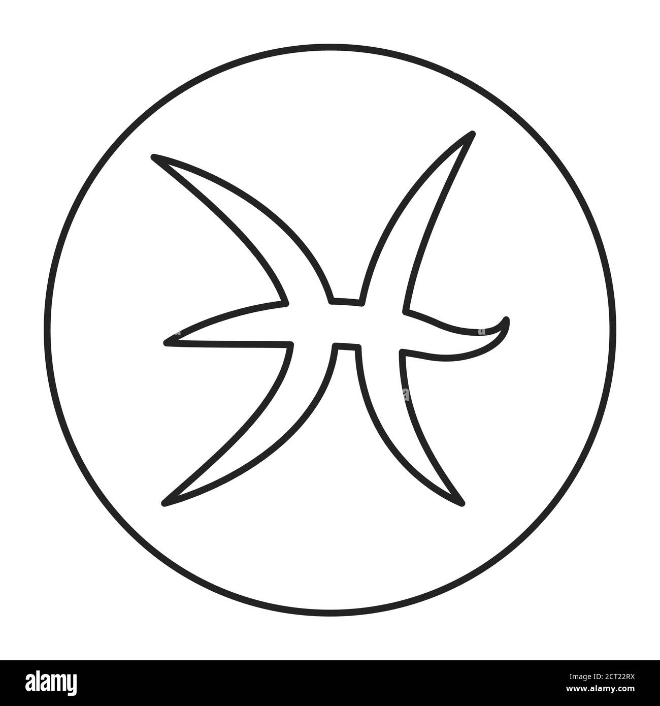 Icône de ligne noire Pisces. Signe du zodiaque. Astrologie et horoscope. Prédictions et caractère humain. Eau de l'élément. Règle Neptune. Élément de conception UI UX GUI Illustration de Vecteur