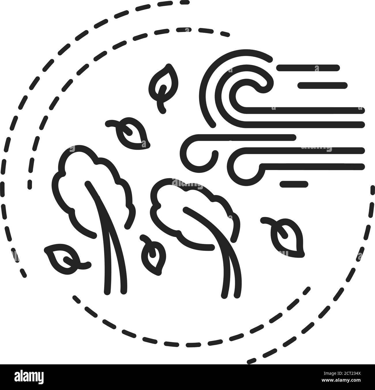 Icône de ligne noire Hurricane. Une grande tempête tournante avec des vents à grande vitesse qui se forme au-dessus des eaux chaudes dans les régions tropicales. Pictogramme pour page Web, mobile Illustration de Vecteur