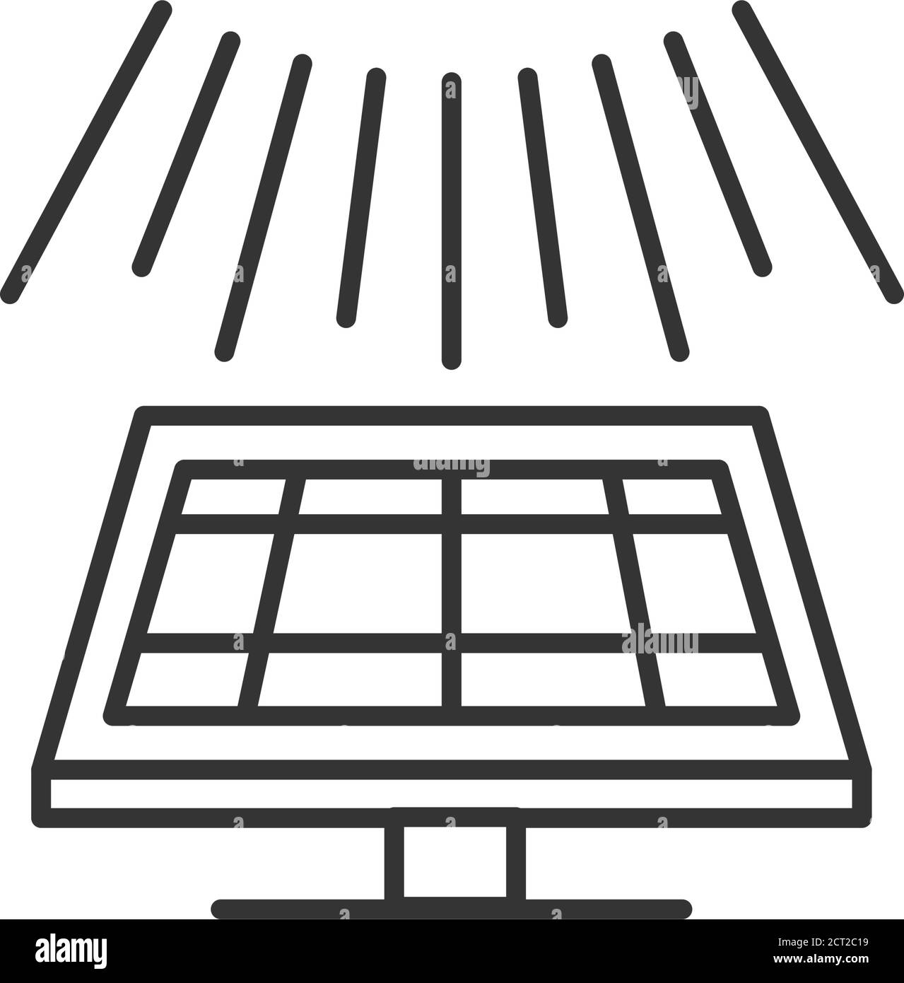 Icône noire de la ligne de panneau solaire. Panneau technologies vertes. Pictogramme de vecteur d'énergie alternative. Symbole du système photovoltaïque. Illustration de Vecteur