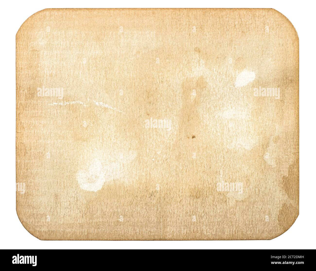 Carte papier utilisée. Vieux carton avec taches isolées sur fond blanc Banque D'Images