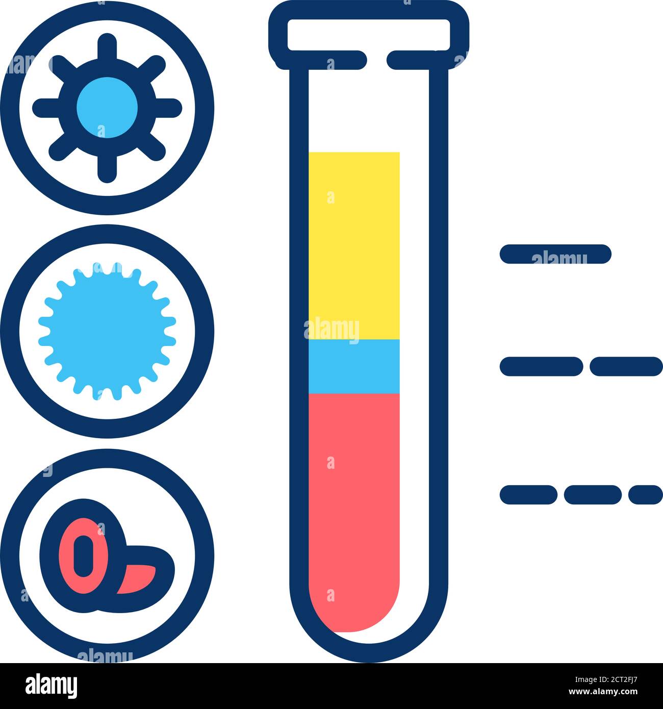 Icône de la ligne de couleur du sang de composition. Éléments sang dans tube à essai concept. Concept médical et scientifique. Pictogramme pour le Web, l'application mobile, la promotion. Illustration de Vecteur