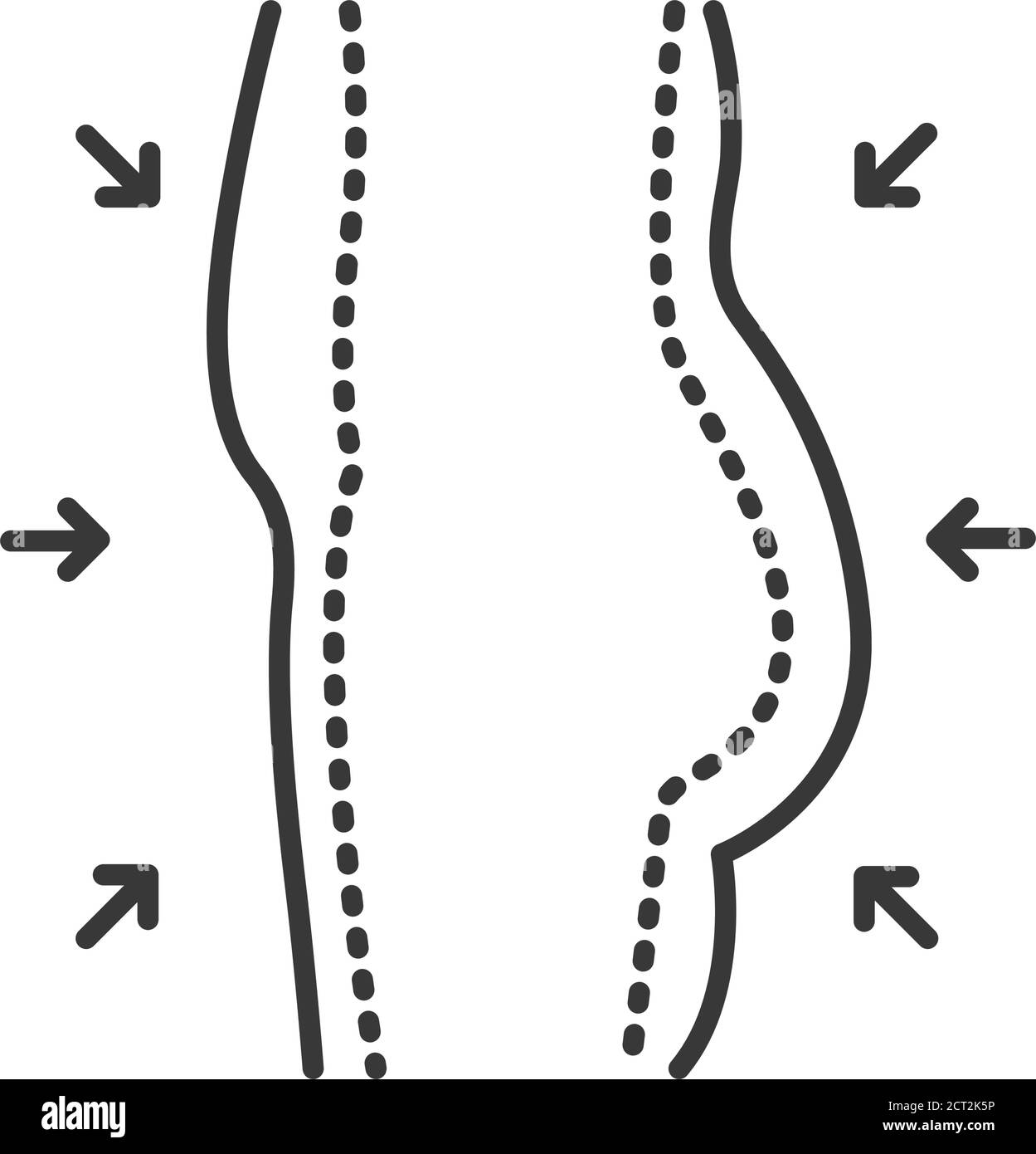 Icône de ligne noire de liposuccion. Concept de chirurgie d'enlèvement de graisse. Pictogramme de chirurgie du corps en plastique. Inscrivez-vous pour accéder à une page Web, une application mobile, une bannière, des réseaux sociaux Illustration de Vecteur