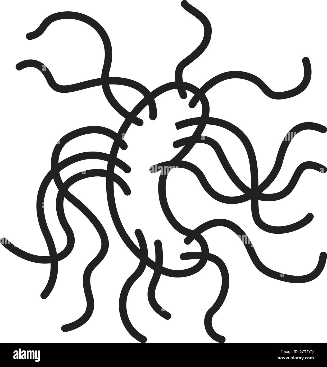 Icône en forme de ligne noire péritonéenne pour bactéries. Flagellum microscopique germe cause maladies concept. Pictogramme pour le Web, l'application mobile, la promotion. Élément de conception UI UX Illustration de Vecteur