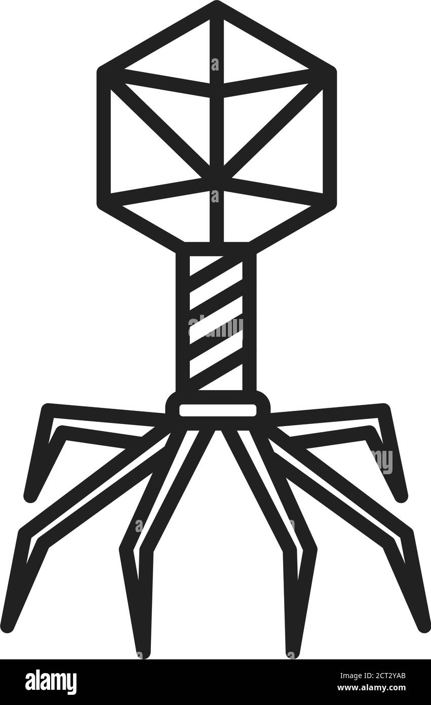 Icône de la ligne noire du bactériophage des bactéries. Signe d'infection bactérienne. Microscopique cause maladies concept. Pictogramme pour le Web, l'application mobile, la promotion. INTERFACE UTILISATEUR UX Illustration de Vecteur