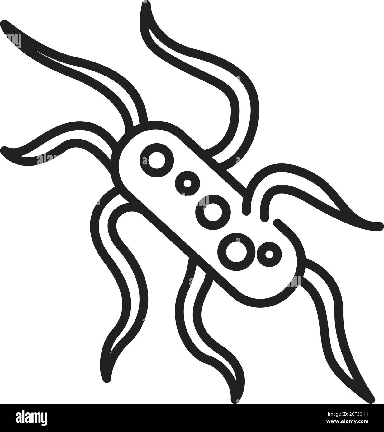 Icône de la ligne noire des bactéries salmonelles. Signe d'infection virale et bactérienne. Microscopique cause maladies concept. Pictogramme pour le Web, l'application mobile, la promotion Illustration de Vecteur