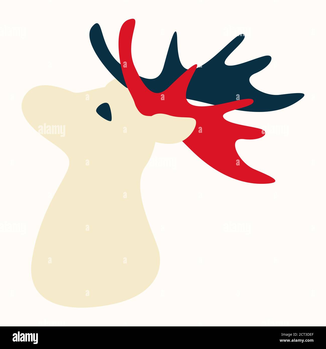 Orignal canadien sur fond blanc isolé. Deer Head pour invitation ou carte-cadeau, bannière sociale, blog écologique ou logo du parc national, prospectus. Étui de téléphone ou Illustration de Vecteur