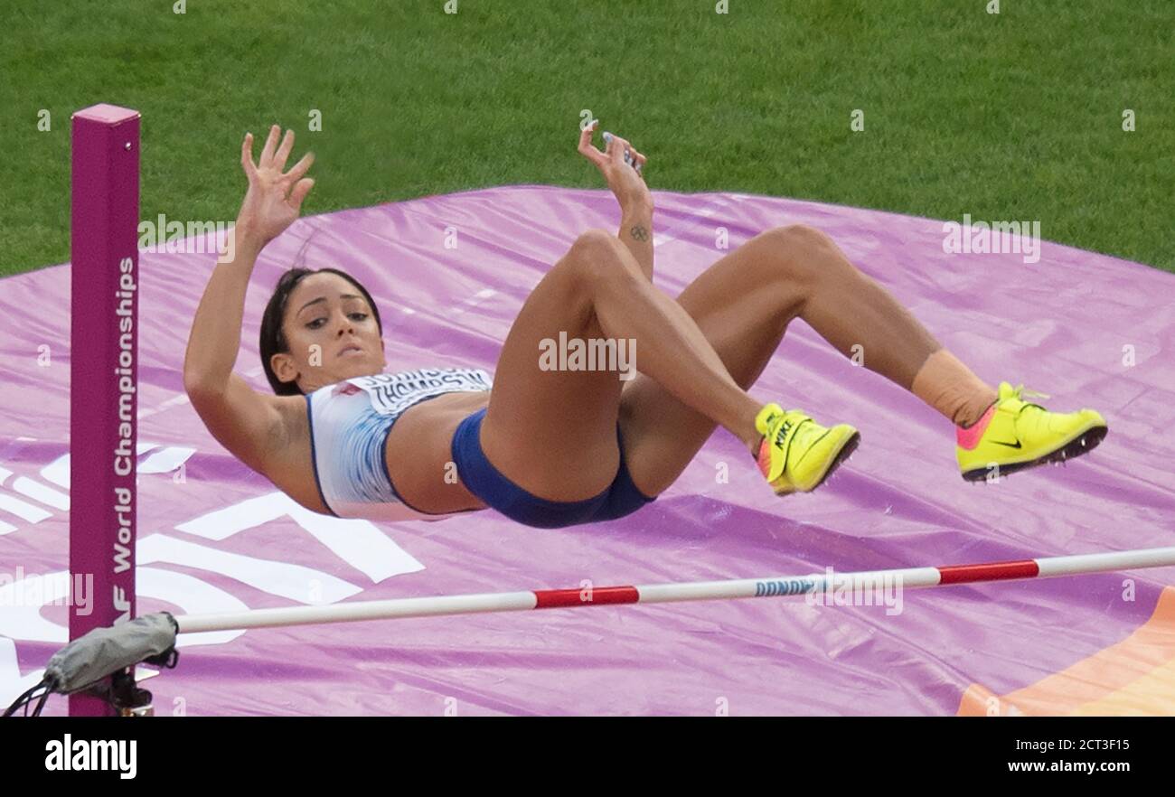 Katarina Johnson-Thompson est en compétition avec le saut en hauteur de Womens. Championnats du monde d'athlétisme - Londres. CRÉDIT PHOTO : © MARK PAIN / PHOTO DE STOCK D'ALAMY Banque D'Images