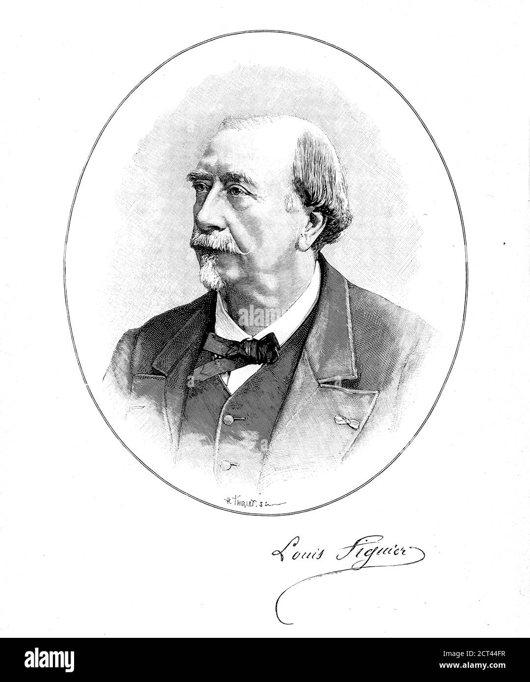 Portrait de Louis Figuier (1819-1894), écrivain scientifique français. Œuvres du livre les merveilles de la science, ou Description populaire des inventions modernes [les merveilles de la science, ou Description populaire des inventions modernes] par Figuerer, Louis, 1819-1894 publié à Paris 1867 Banque D'Images