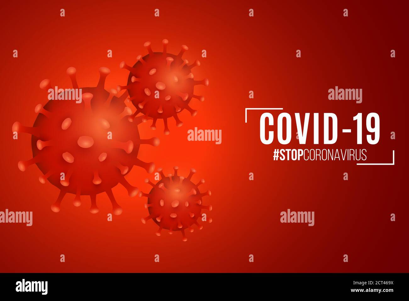 Coronavirus de l'organisme pathogène sur fond rouge clair. Maladie infectieuse épidémique Covid-19. Infection cellulaire. Contexte de votre conception médicale. Illustration de Vecteur