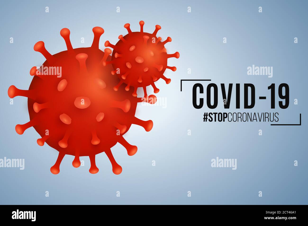 Coronavirus de l'organisme pathogène sur fond bleu clair. Maladie infectieuse épidémique Covid-19. Infection cellulaire. Arrière-plan ou couverture pour votre medic Illustration de Vecteur