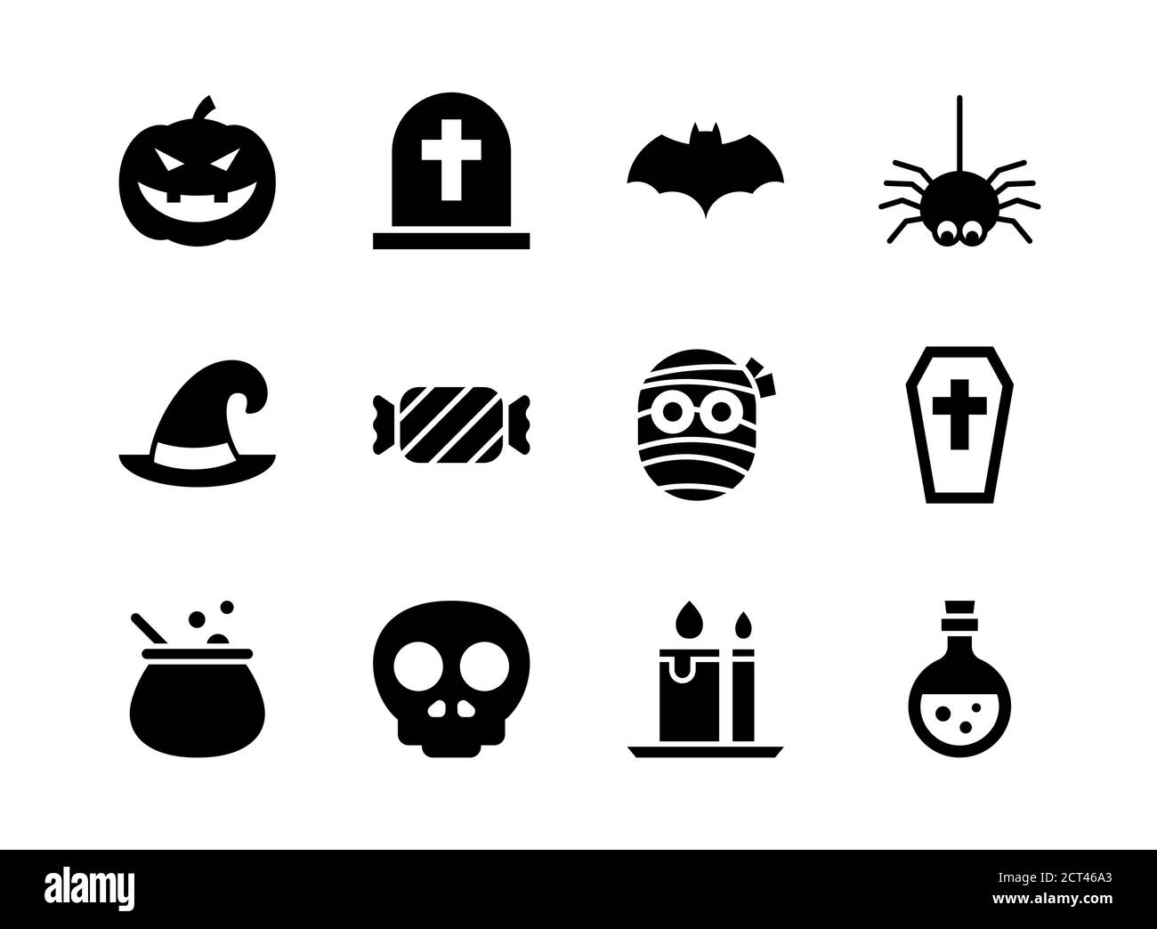 Ensemble d'icônes d'Halloween style Uni. Symboles pour le site Web, l'impression, le magazine, l'application et le design. Illustration de Vecteur