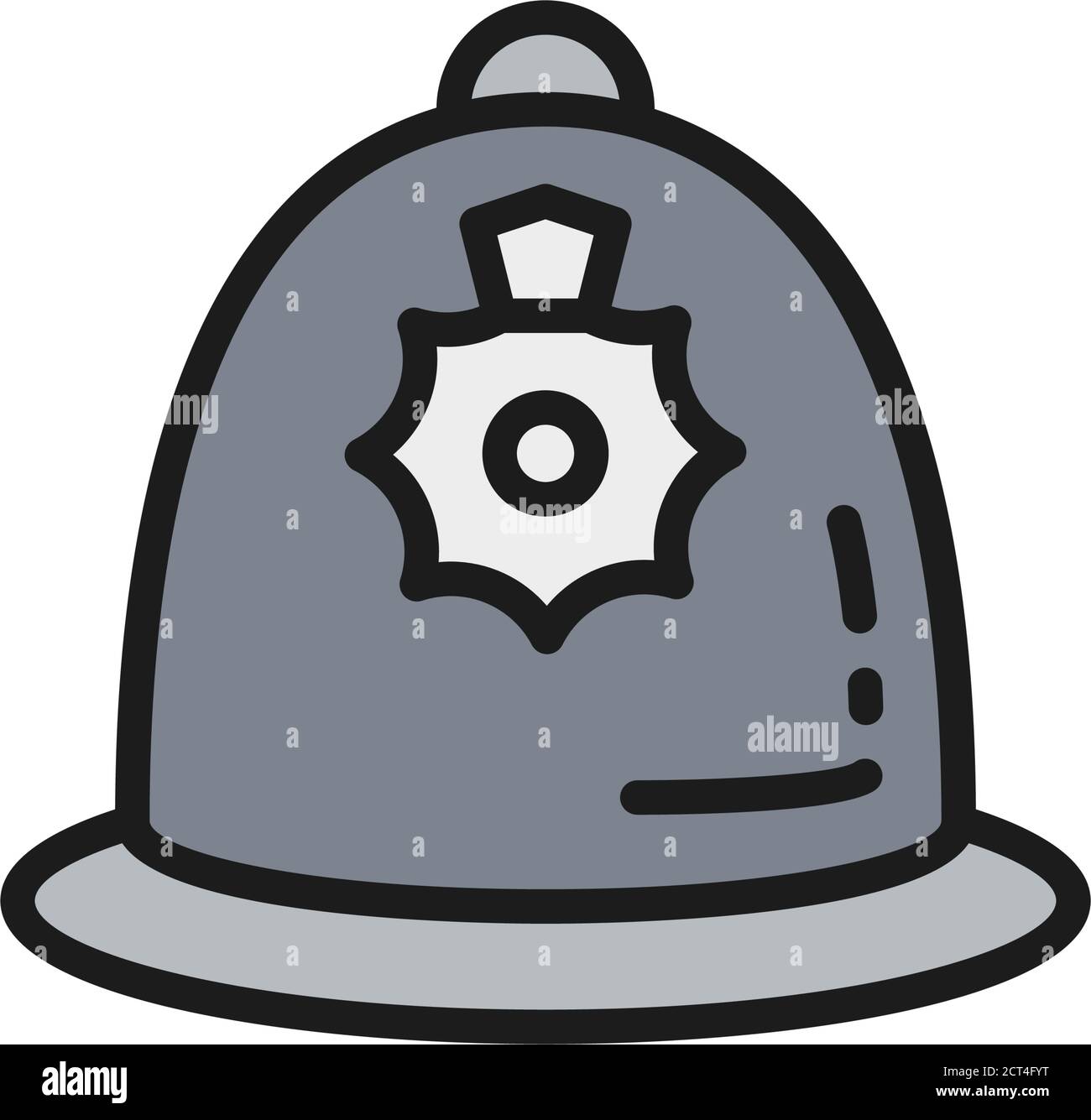 Casque de police britannique, icône de ligne de couleur plate de casquette de police. Illustration de Vecteur