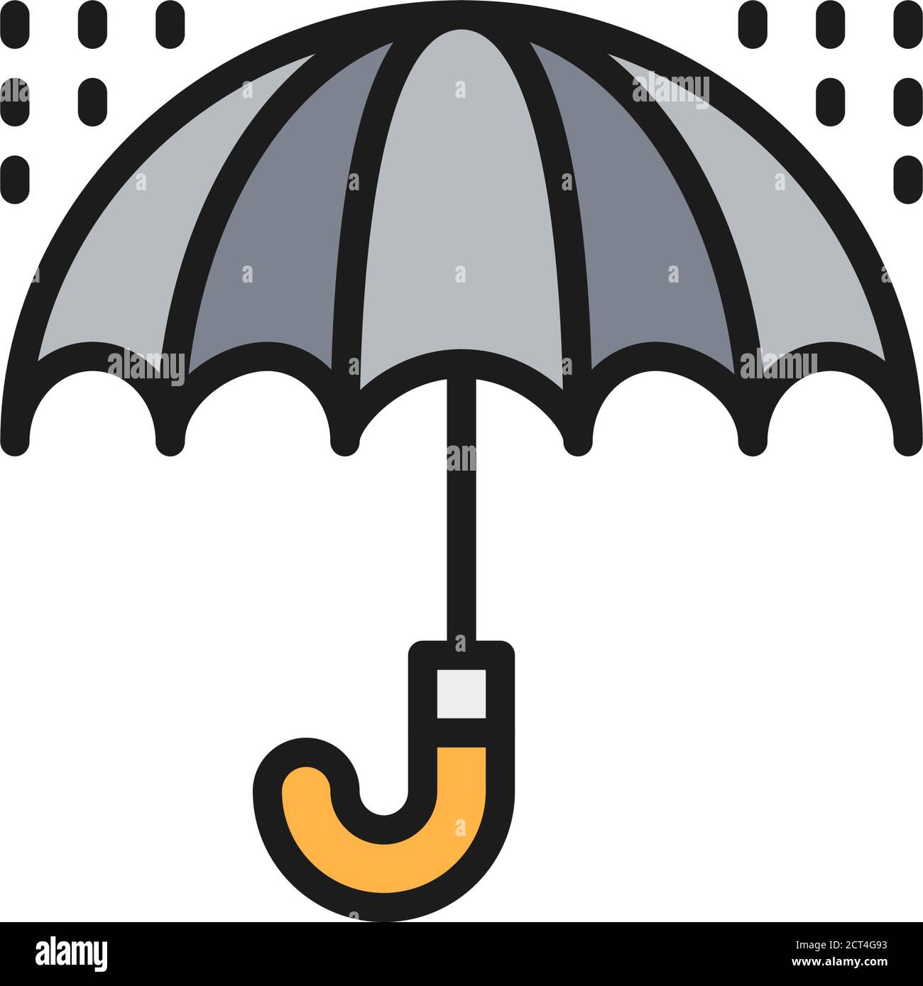 Parapluie avec gouttes de pluie, icône de couleur plate mauvais temps. Illustration de Vecteur