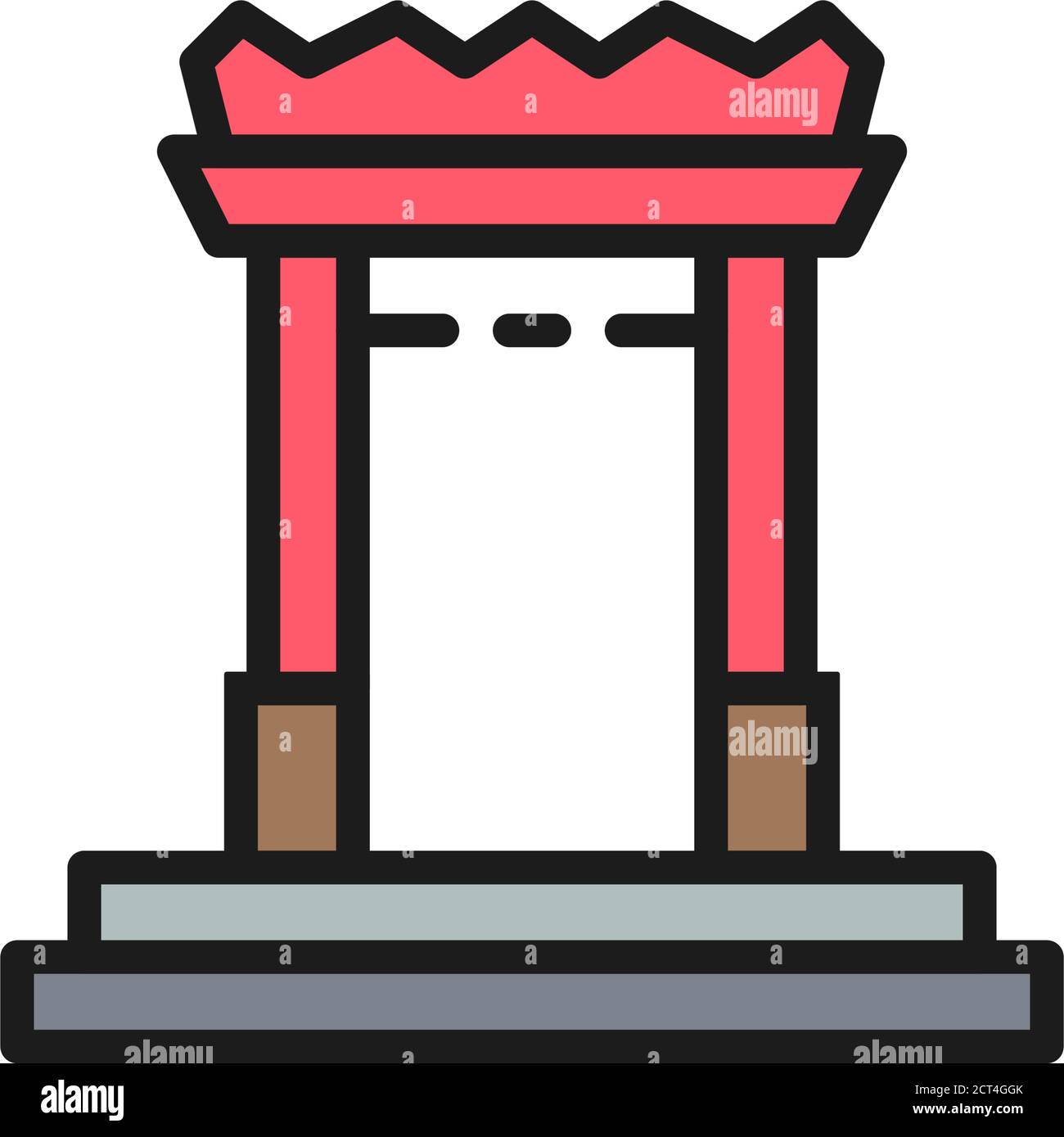 Porte de Chine à Chinatown, Bangkok, Thaïlande icône de ligne de couleur plate. Illustration de Vecteur