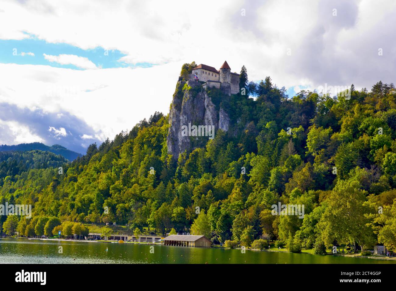 Belle scène dans le lac Bled en Slovénie Banque D'Images