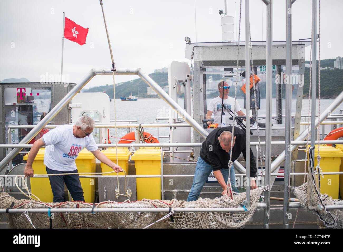 Seekuh sur un nettoyage de l'océan géré par l'organisme caritatif One Earth One Ocean, Hong Kong, Chine Banque D'Images