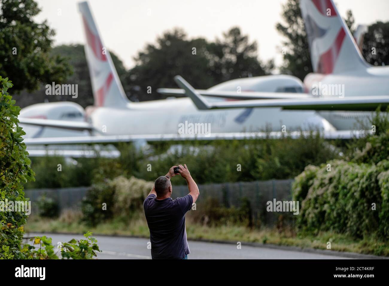 La pandémie du coronavirus force la flotte Boeing 747 de British Airways à prendre sa retraite anticipée. Photo en cours de désaffectation à l'aéroport de Cotswold à Glouc Banque D'Images