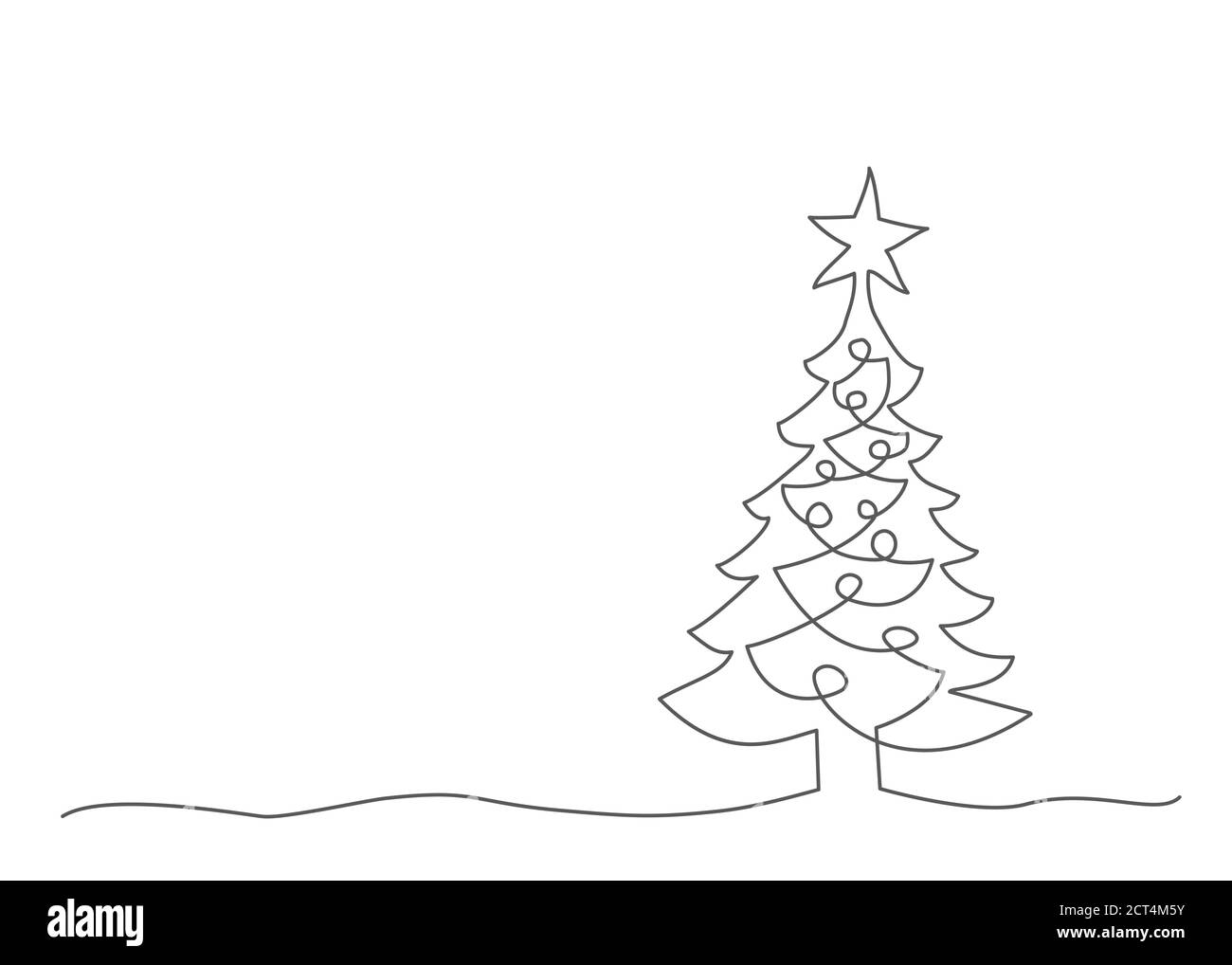 Sapin de Noël une ligne sur fond blanc Image Vectorielle Stock - Alamy