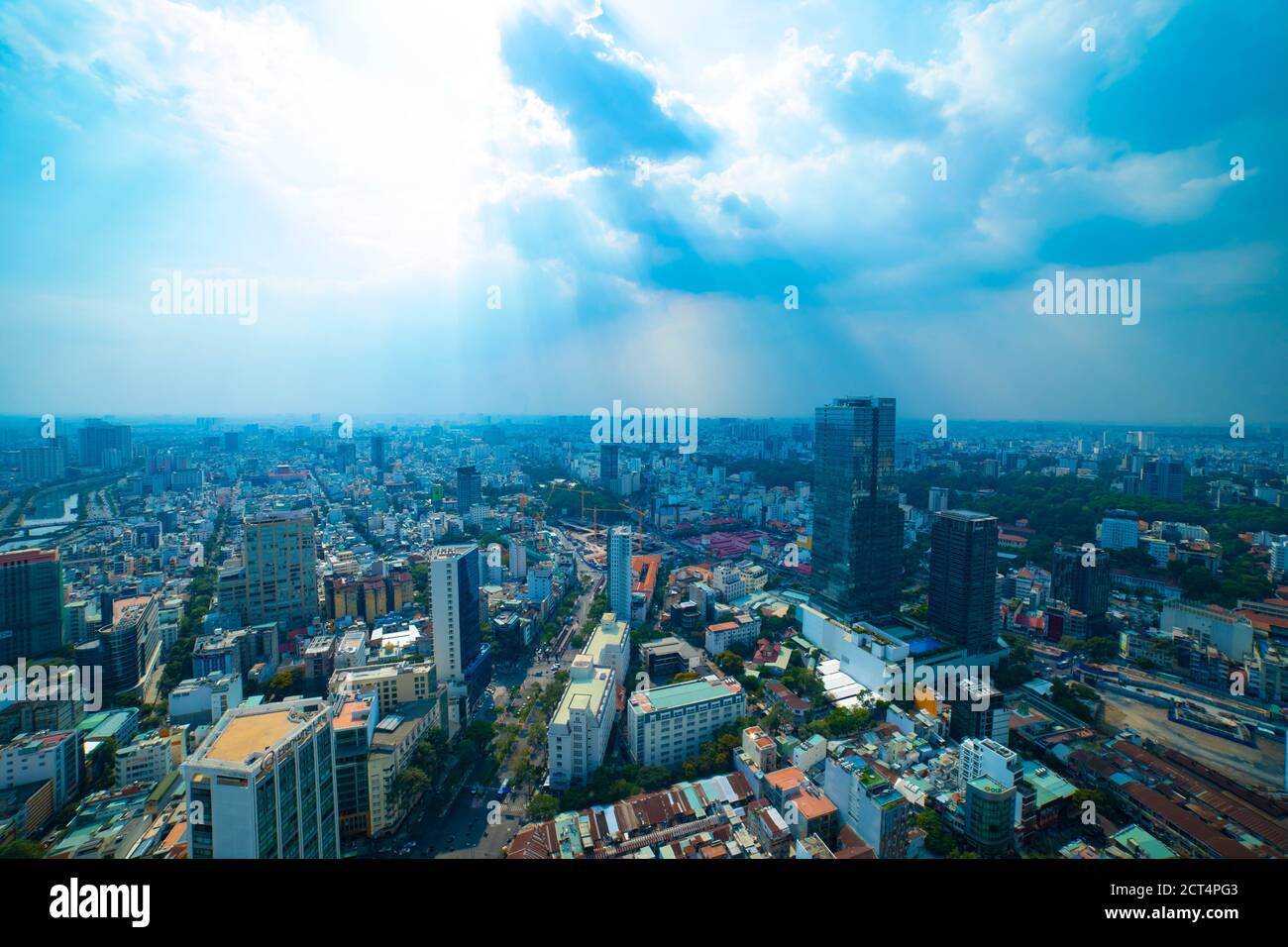 Un paysage urbain panoramique à Ho Chi Minh grand angle prise de vue Banque D'Images