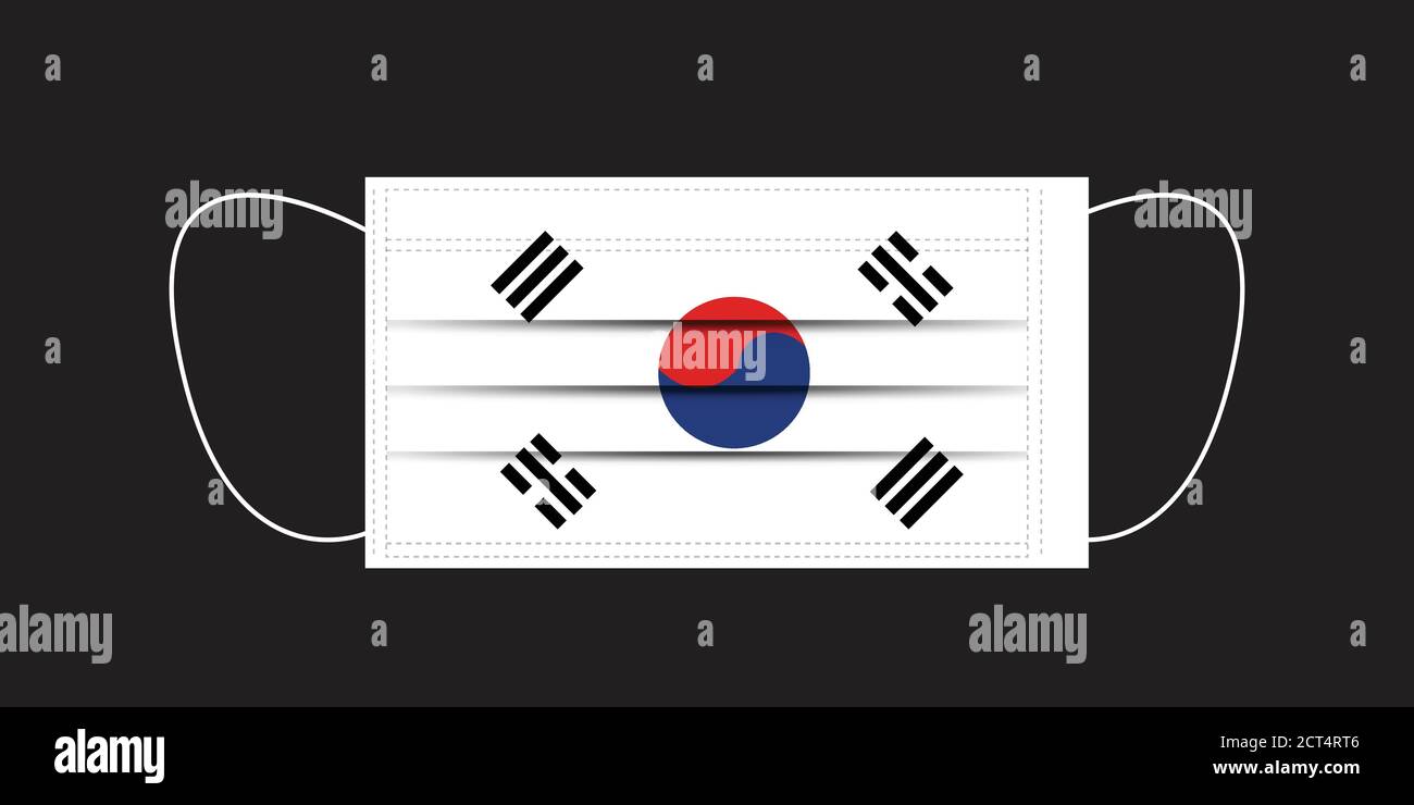 Drapeau de la corée du Sud imprimé sur un masque. Illustration de Vecteur