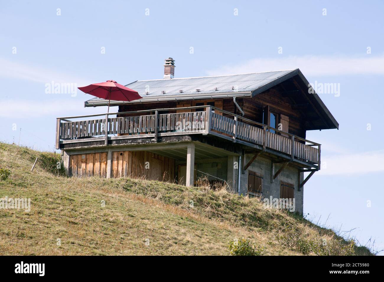 Cormets de Roselend Savoie, bar-restaurant d'été Banque D'Images