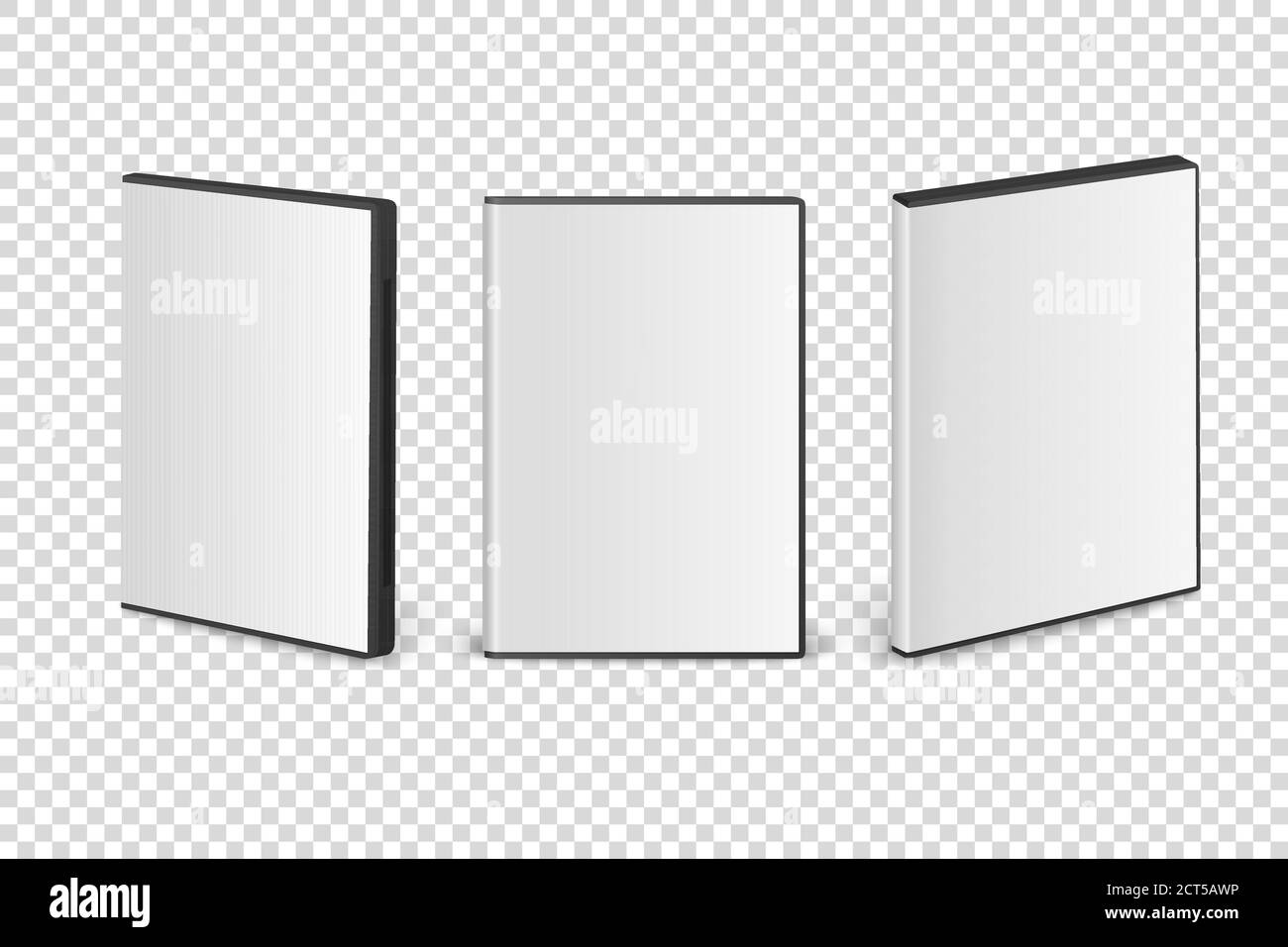 Vector 3d Realistic Cover Box pour CD, DVD Set gros plan isolé sur fond transparent. Modèle de conception. Espace de copie d'emballage de CD. Vue avant Illustration de Vecteur
