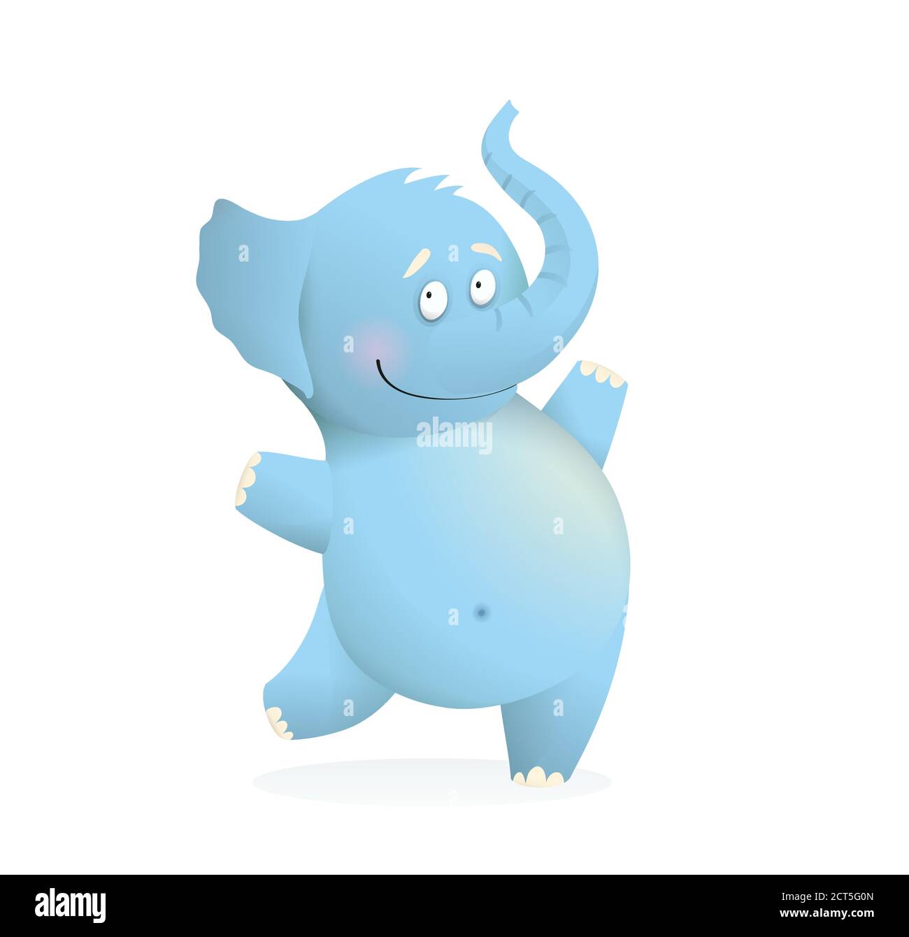Blue Elephant drôle mignon bébé personnage pour enfants Illustration de Vecteur
