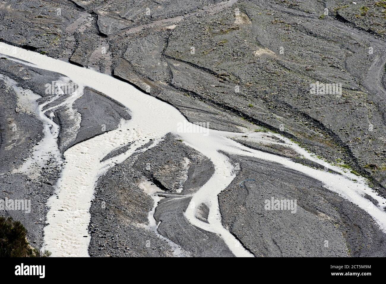 Photo aérienne de la rivière Meandering Waiau, région de Canterbury, Île du Sud, Nouvelle-Zélande Banque D'Images