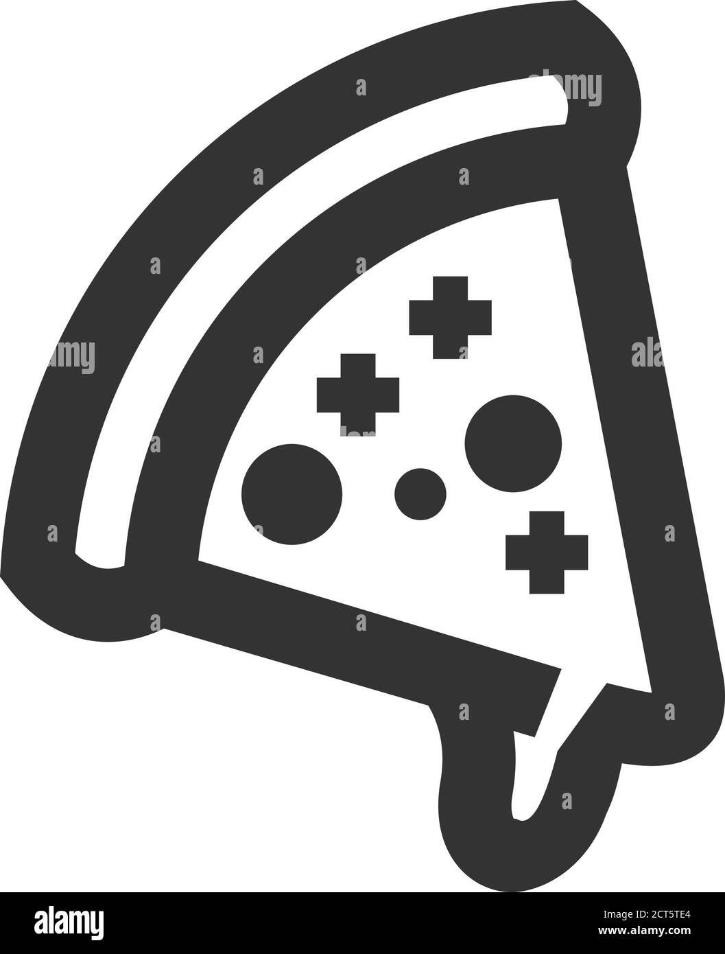 Icône pizza avec contour épais. Illustration vectorielle monochrome noir et blanc. Illustration de Vecteur