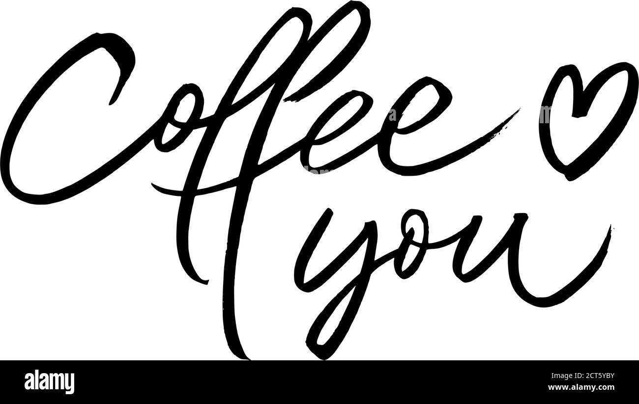 Le café vous aime la calligraphie vectorielle moderne. Illustration de Vecteur