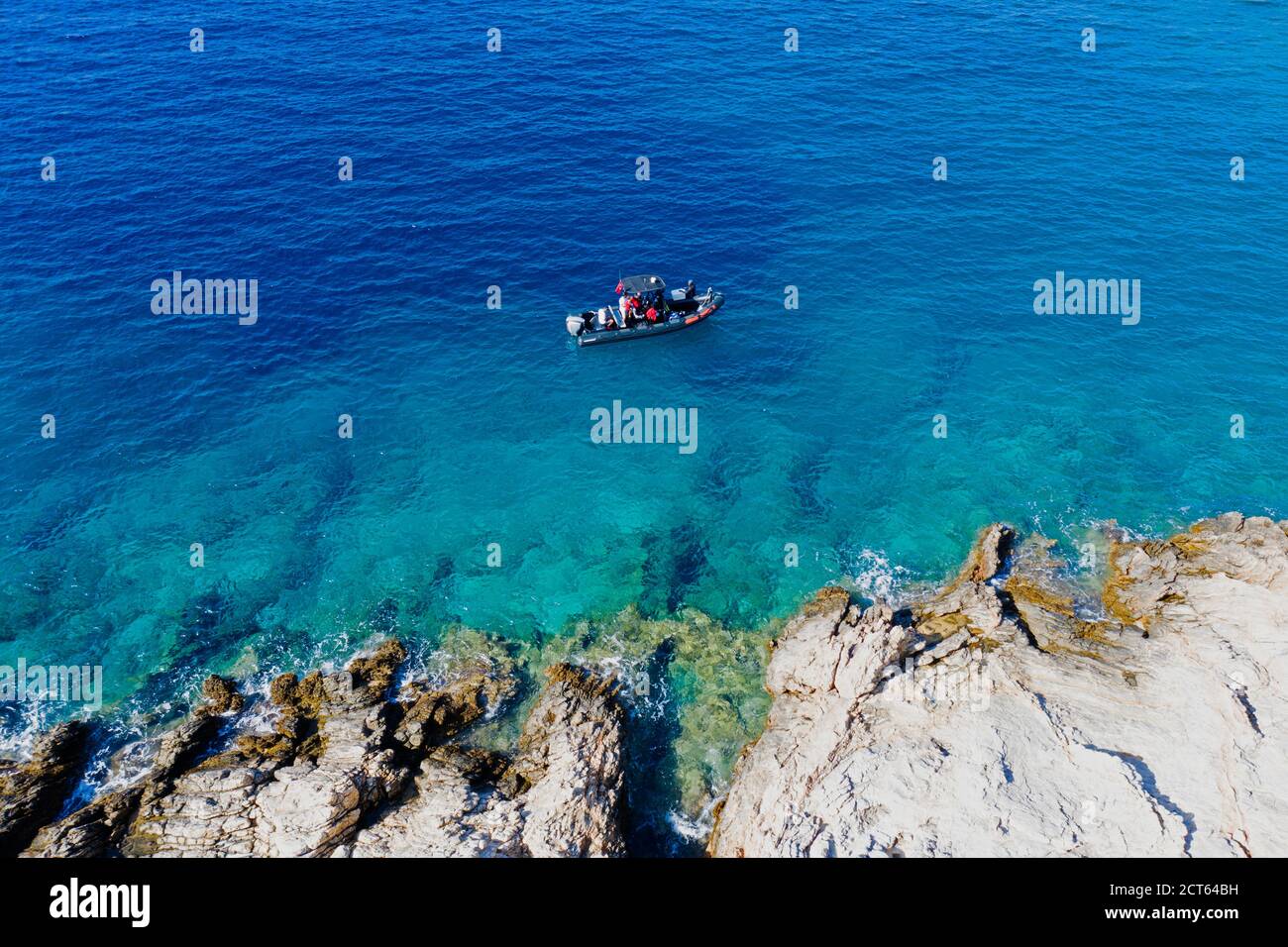 Vue aérienne de la scène côtière rocheuse Cape Knidos, Gokova Bay Datca Turquie Banque D'Images