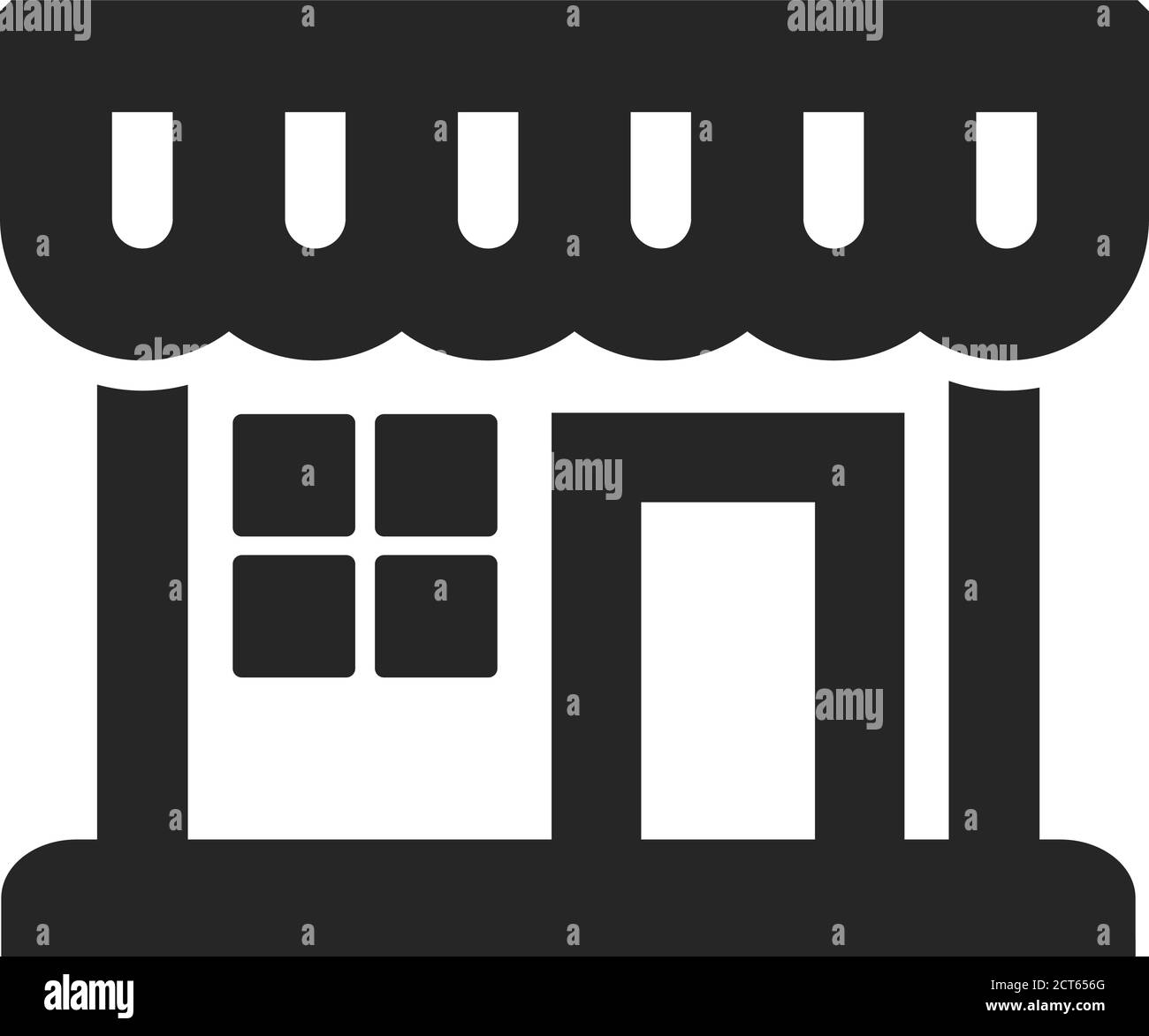 Icône magasin avec contour épais. Illustration vectorielle monochrome noir et blanc. Illustration de Vecteur