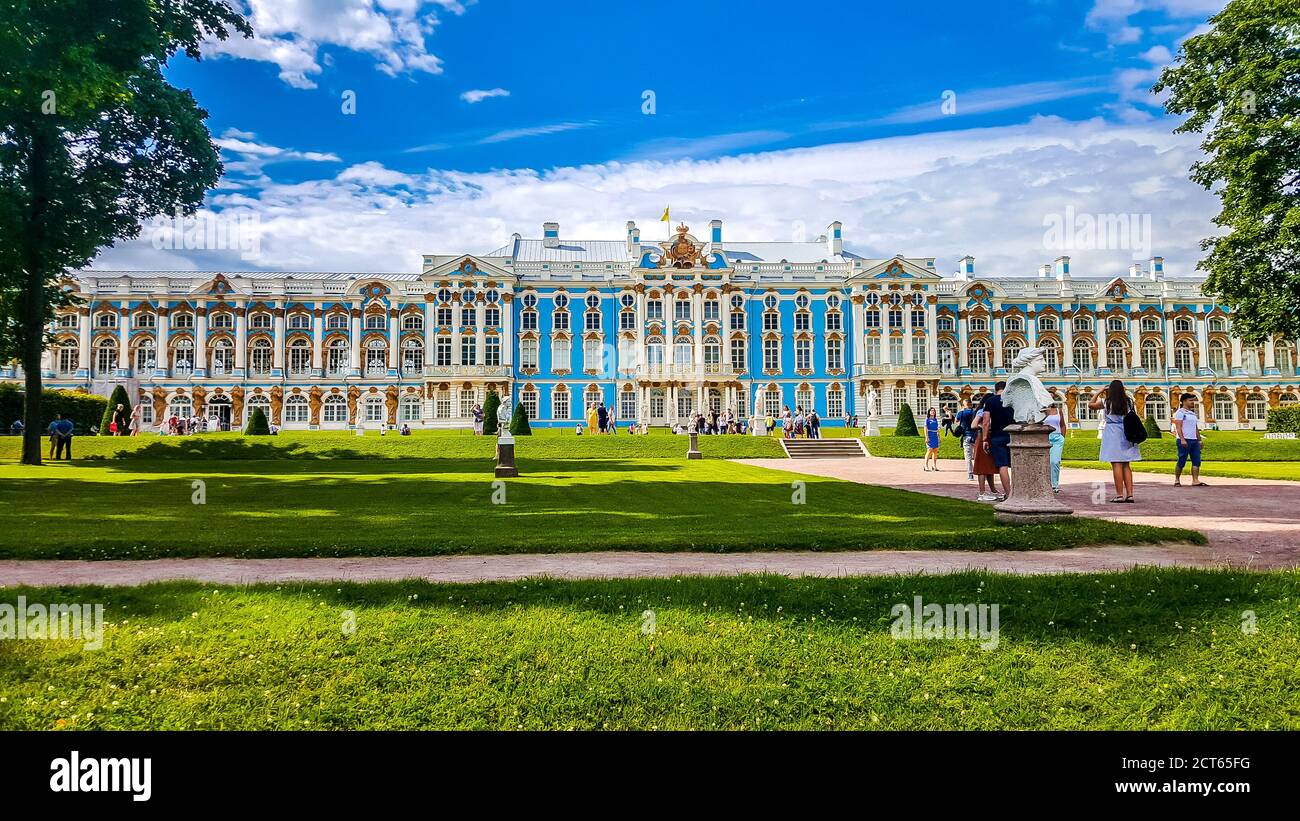 Le Palais Catherine, Tsarskoye Selo (Pouchkine), Saint-Pétersbourg, Russie Banque D'Images