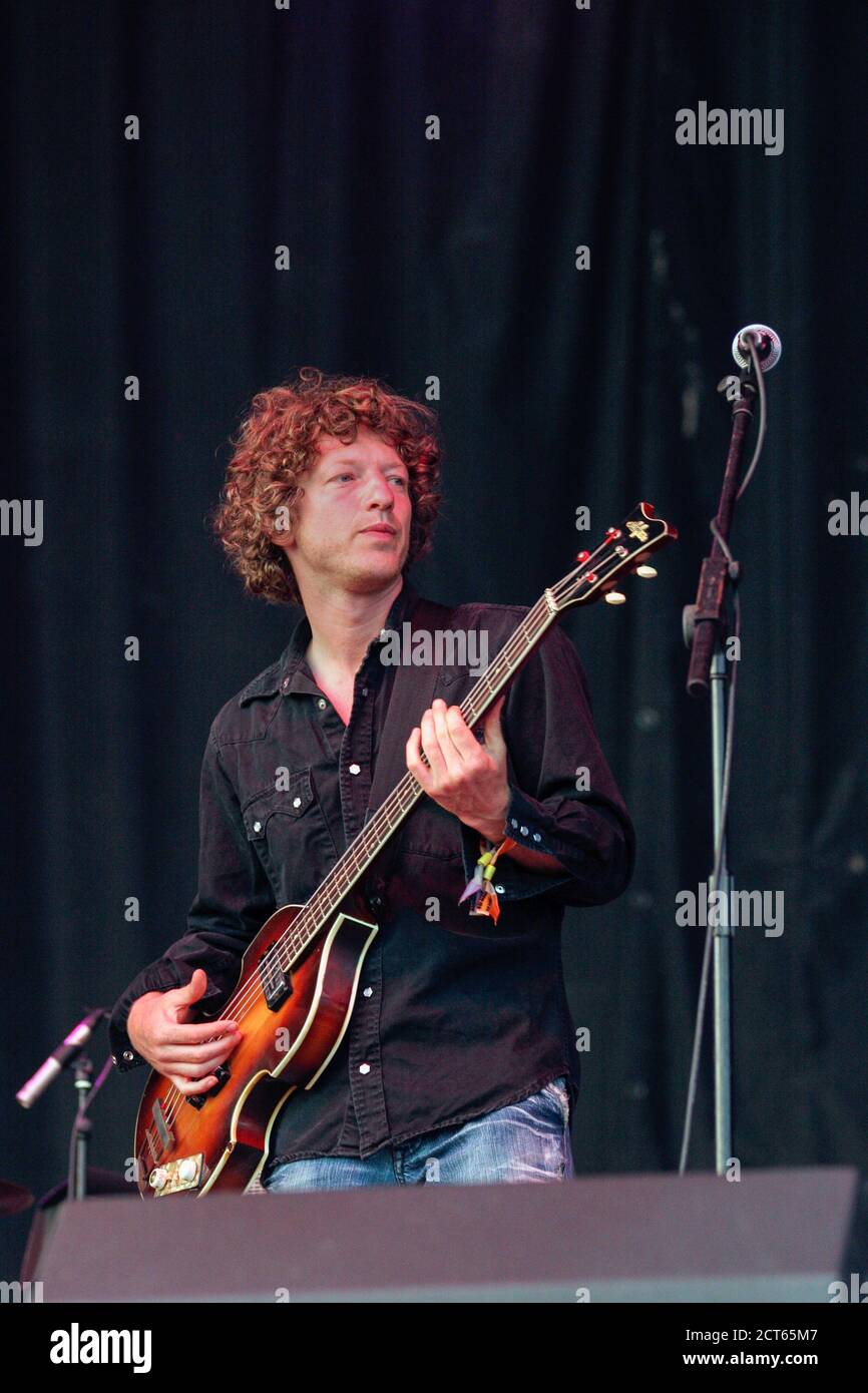 The la's Performing au Glastonbury Festival 2005, Somerset, Angleterre, Royaume-Uni. Banque D'Images