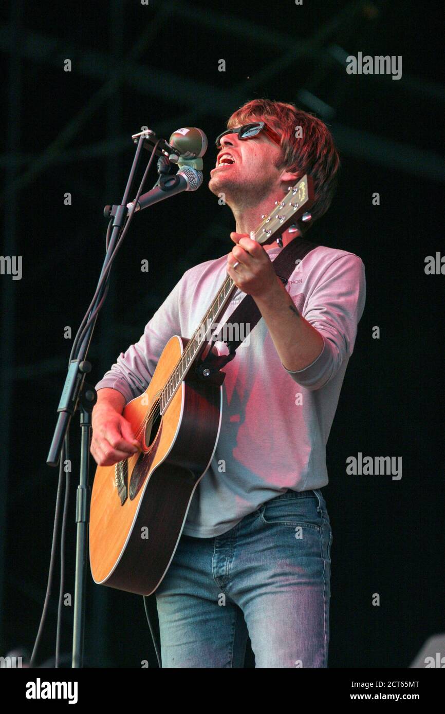 The la's Performing au Glastonbury Festival 2005, Somerset, Angleterre, Royaume-Uni. Banque D'Images