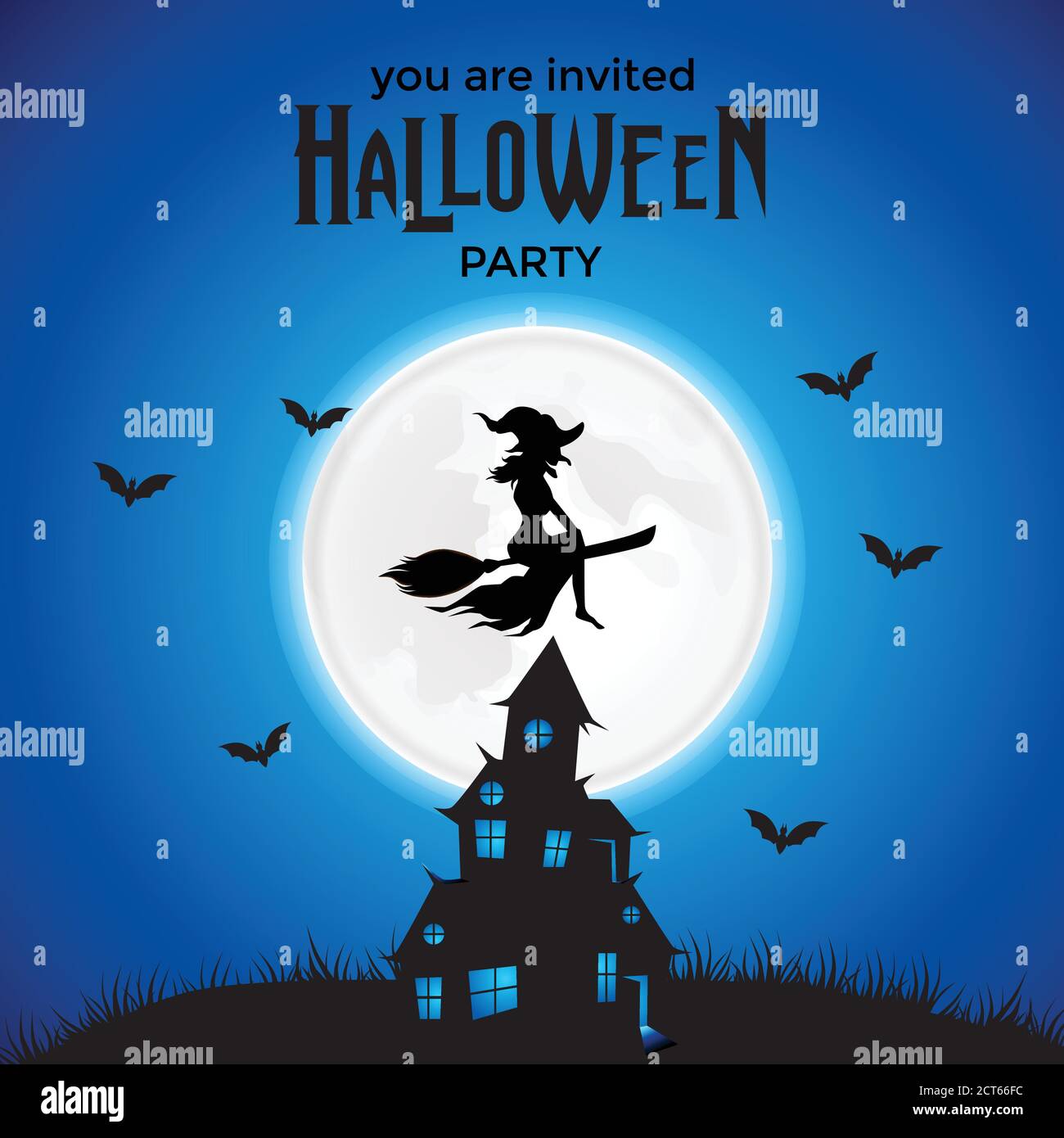 assistant volant pour halloween trick ou cadeau fête bannière invitation avec un château effrayant au ciel bleu nocturne Illustration de Vecteur assistant volant pour halloween trick ou cadeau fête bannière invitation avec un château effrayant au ciel bleu nocturne Illustration de Vecteur