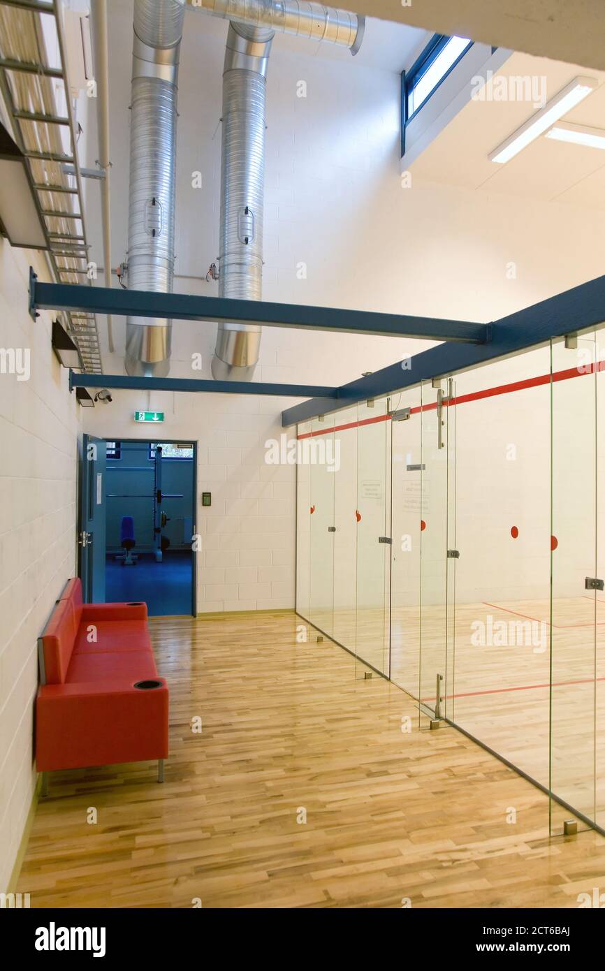 Salle d'attente d'un terrain de racquetball Banque D'Images