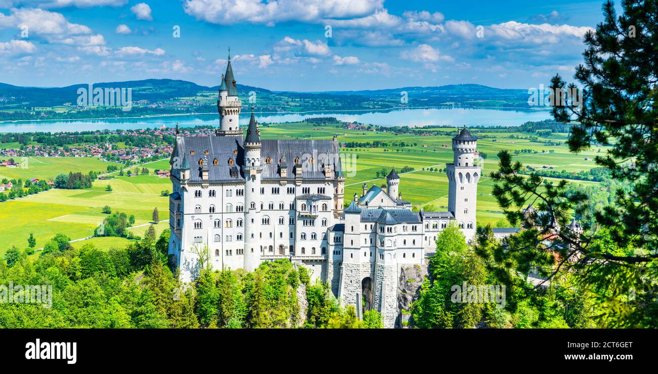 Schloss Neuschwanstein Bei Hohenschwangau, Romantische Strasse, Ostallgäu, Bayern, Deutschland, Europa Banque D'Images