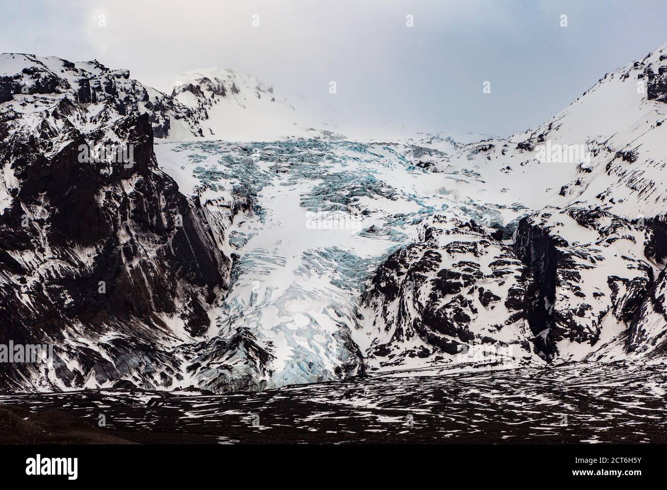 Glacier de sortie Gígjökul de la calotte glaciaire d'Eyjafjallajökull en Islande Banque D'Images