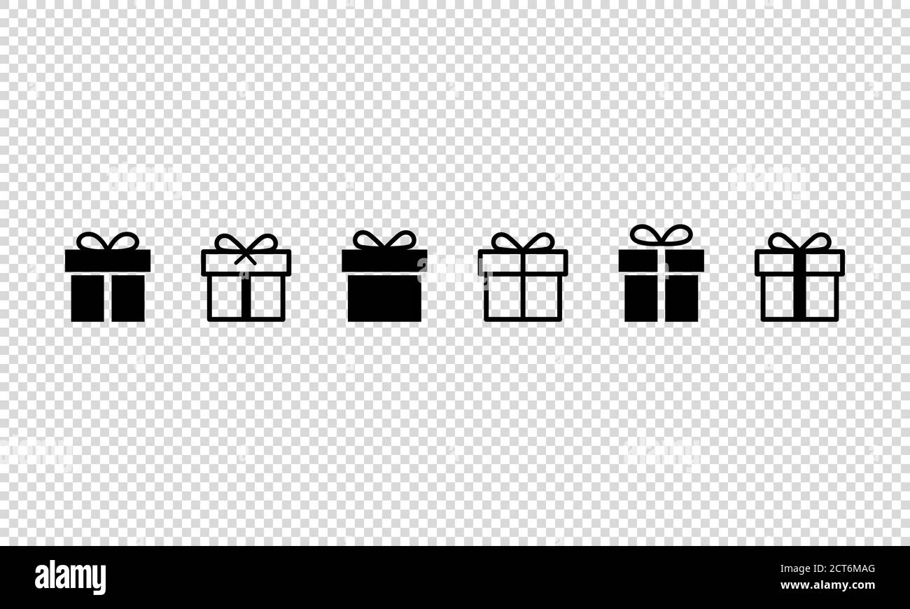 Ensemble d'icônes de boîte cadeau. Nouvel an, Noël. Concept anniversaire. Cadeau surprise. Arrière-plan transparent isolé. SPE 10. Illustration de Vecteur