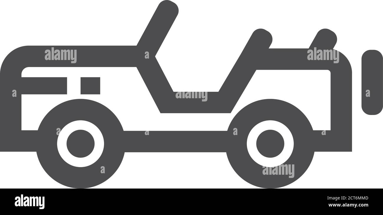 Icône de véhicule militaire avec contour épais. Illustration vectorielle monochrome noir et blanc. Illustration de Vecteur