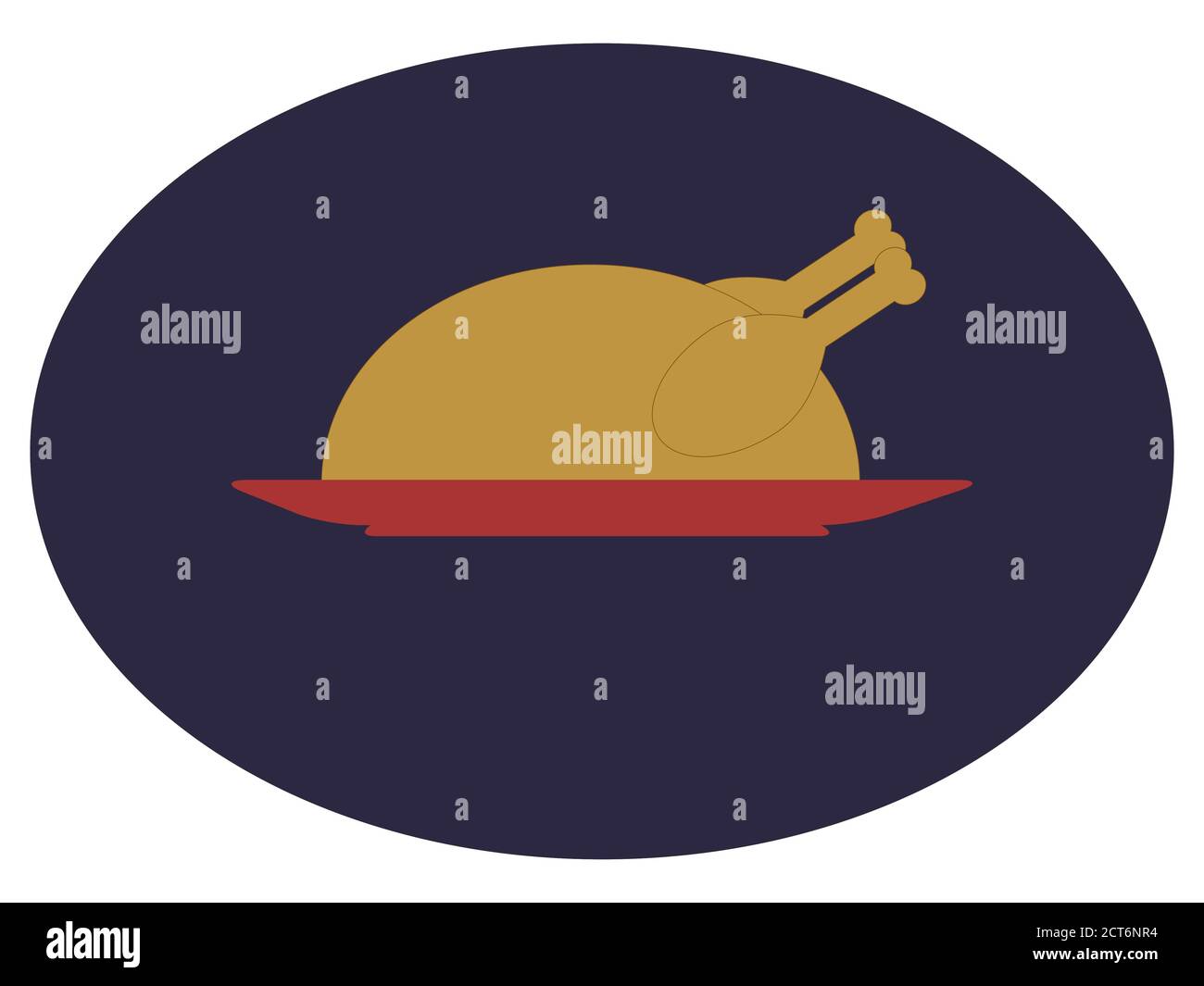 Poulet dinde icône Thanksgiving Day, Noël. Isolé sur un fond blanc. Illustration vectorielle. Style plat. Illustration de Vecteur