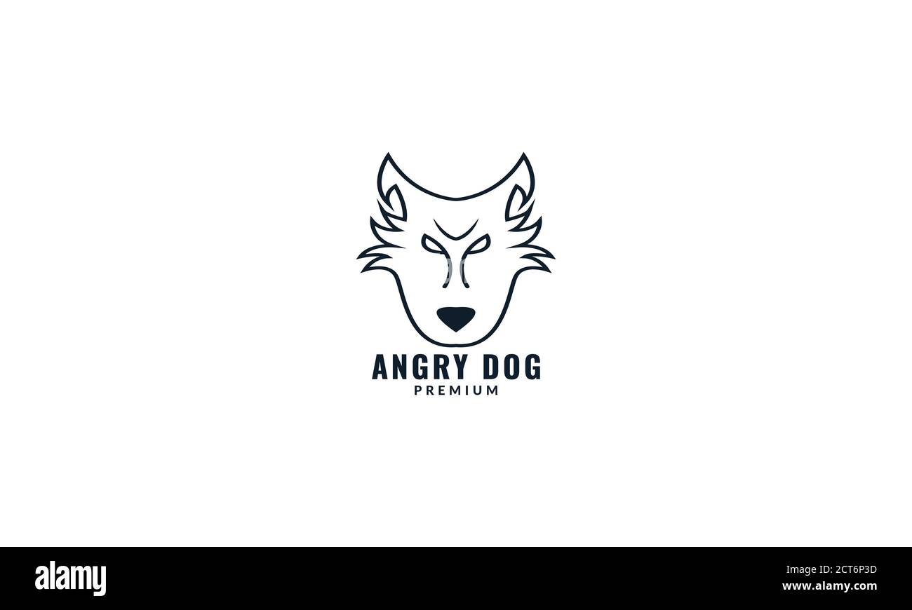 Dessin animé du logo de la ligne du visage de chien Bull Terrier Illustration de Vecteur