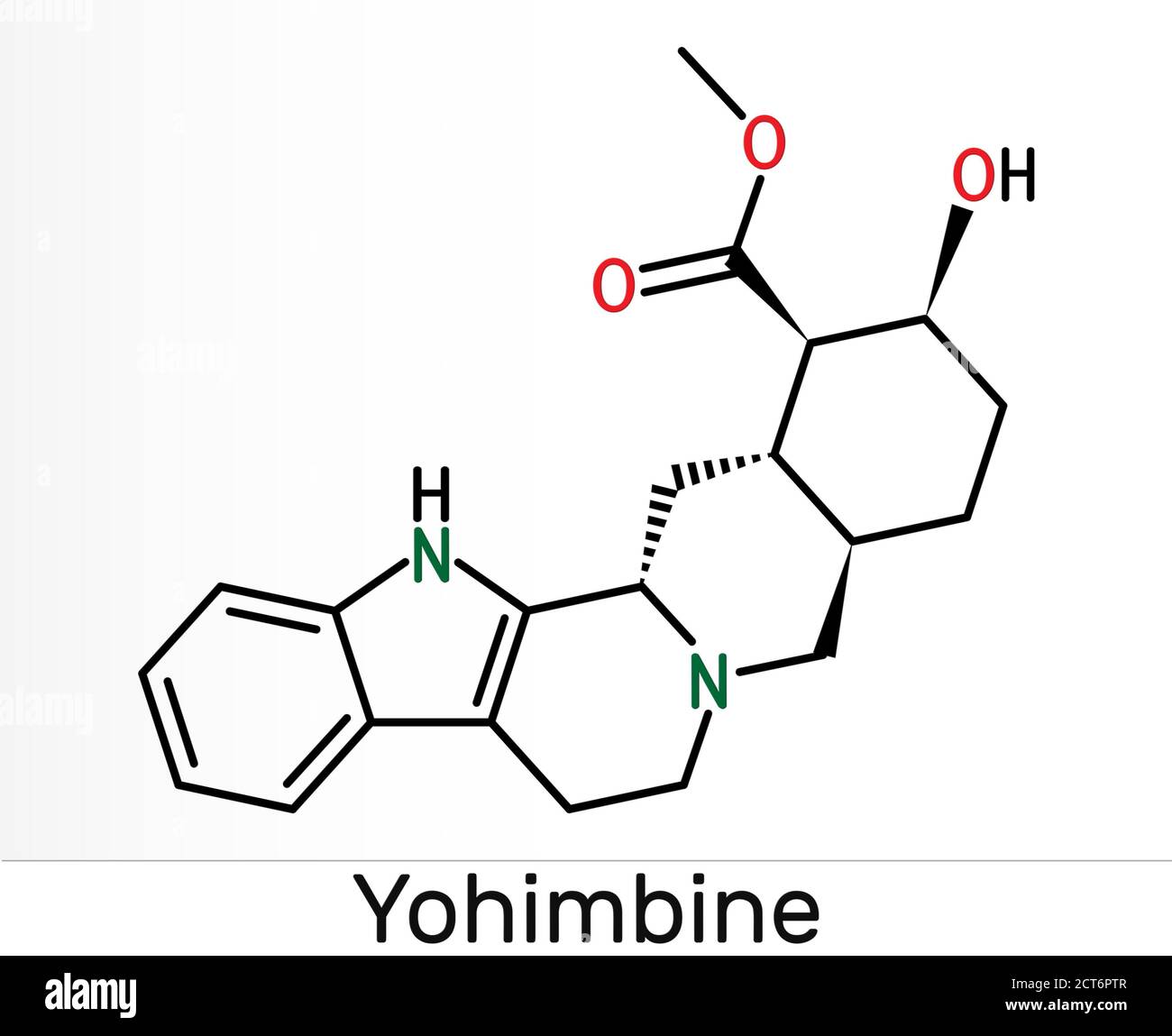Yohimbine, yohimbe , molécule de quebrachine. C'est aphrodisiaque, alcaloïde végétal. Formule