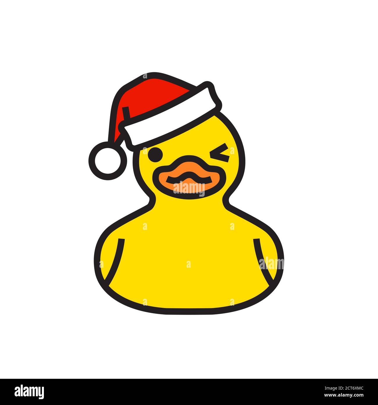 Canard en caoutchouc jaune en chapeau de père noël Illustration de Vecteur