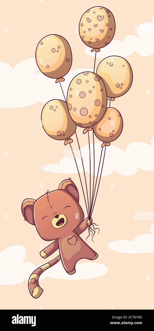 Chat doux avec ballons. Illustration vectorielle dessinée à la main avec des calques séparés. Illustration de Vecteur Chat doux avec ballons. Illustration vectorielle dessinée à la main avec des calques séparés. Illustration de Vecteur