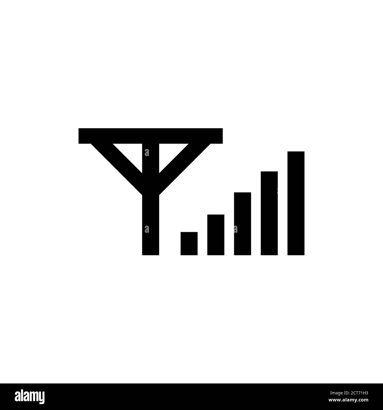 Icône de signal de réseau mobile avec antenne en noir. Vecteur sur fond blanc isolé. SPE 10. Illustration de Vecteur